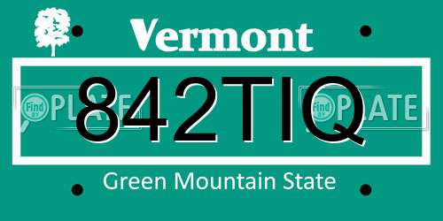 842TIQ Vermont License Plate