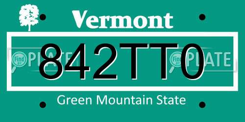 842TT0 Vermont License Plate