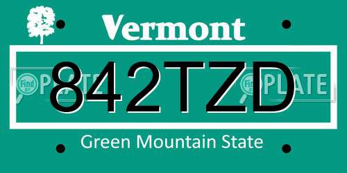842TZD Vermont License Plate