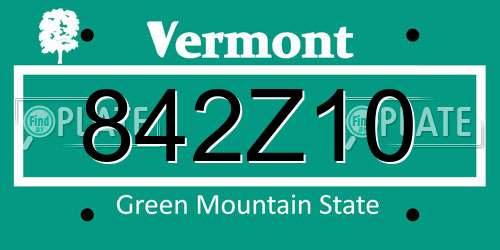 842Z10 Vermont License Plate