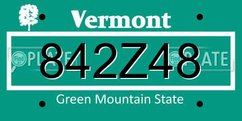 842Z48 Vermont License Plate