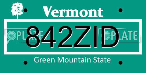 842ZID Vermont License Plate