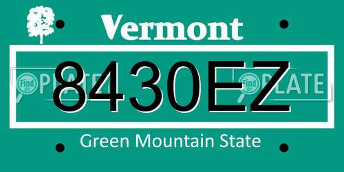 8430EZ Vermont License Plate