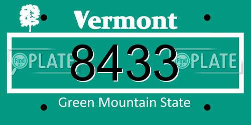 8433 Vermont License Plate