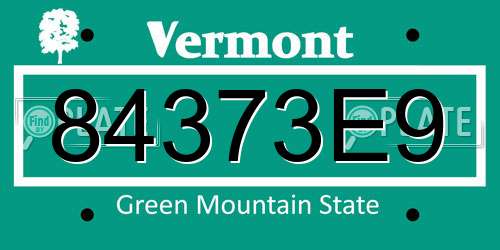 84373E9 Vermont License Plate