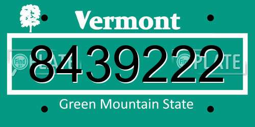8439222 Vermont License Plate