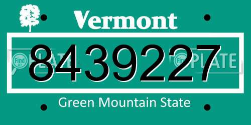 8439227 Vermont License Plate