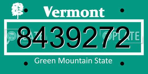 8439272 Vermont License Plate