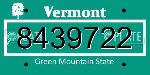 8439722 Vermont License Plate