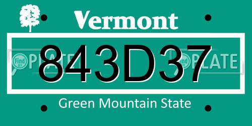 843D37 Vermont License Plate