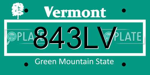 843LV Vermont License Plate