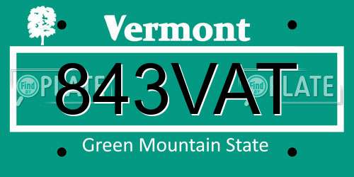 843VAT Vermont License Plate