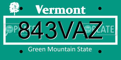 843VAZ Vermont License Plate