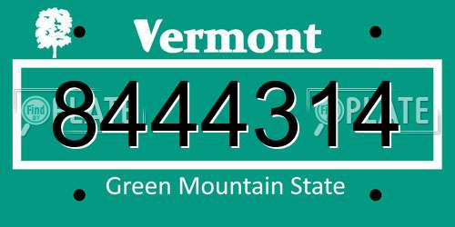 8444314 Vermont License Plate