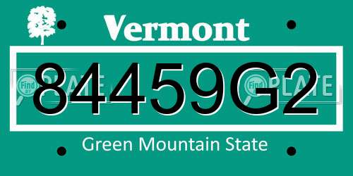84459G2 Vermont License Plate