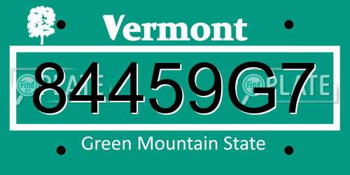 84459G7 Vermont License Plate