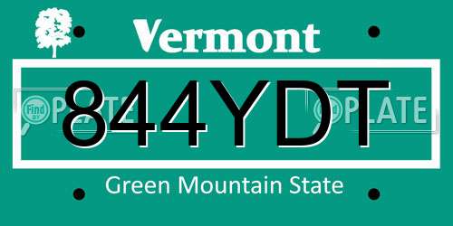 844YDT Vermont License Plate