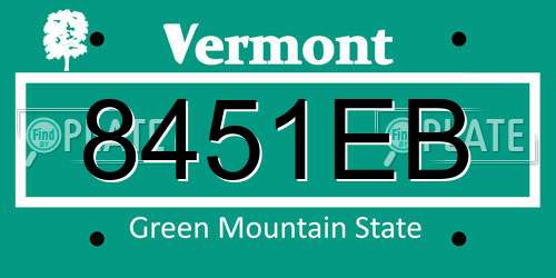 8451EB Vermont License Plate