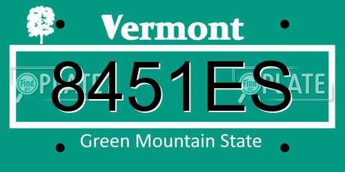 8451ES Vermont License Plate