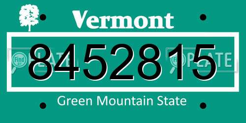 8452815 Vermont License Plate