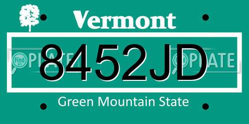 8452JD Vermont License Plate