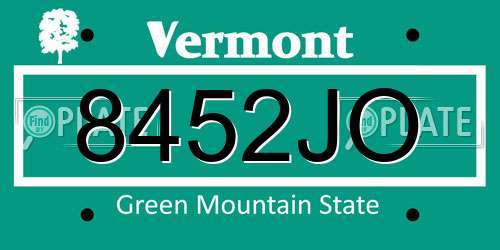 8452JO Vermont License Plate