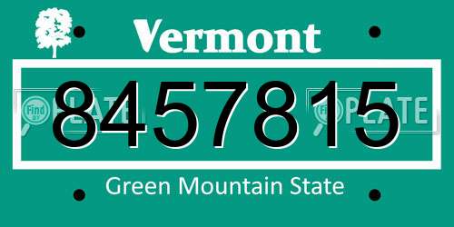 8457815 Vermont License Plate