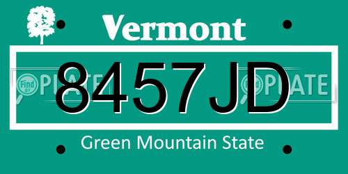 8457JD Vermont License Plate