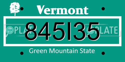 845I35 Vermont License Plate