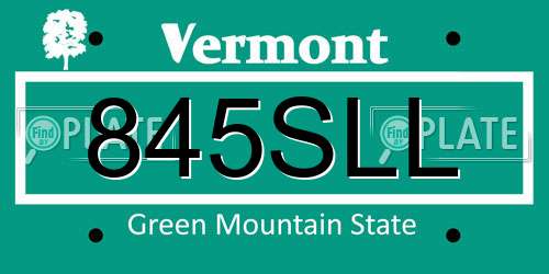 845SLL Vermont License Plate