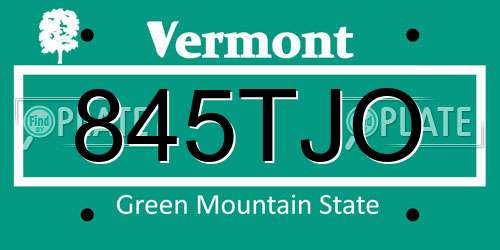845TJO Vermont License Plate
