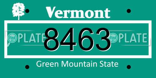 8463 Vermont License Plate