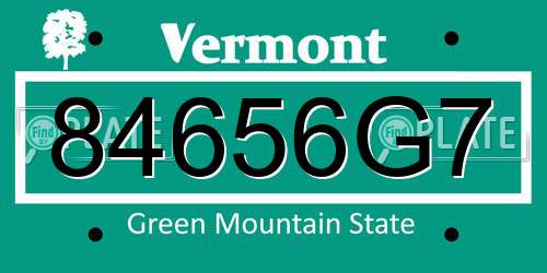 84656G7 Vermont License Plate