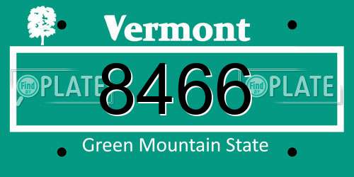 8466 Vermont License Plate