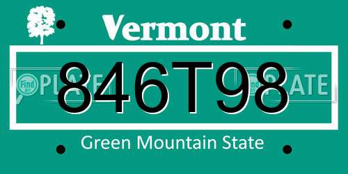 846T98 Vermont License Plate