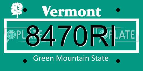 8470RI Vermont License Plate