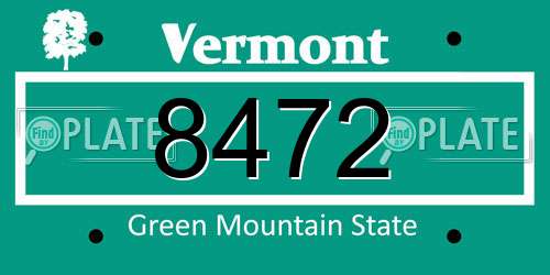 8472 Vermont License Plate