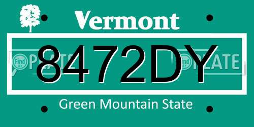 8472DY Vermont License Plate