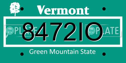 8472IO Vermont License Plate