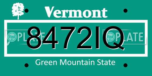 8472IQ Vermont License Plate