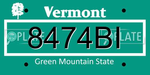 8474BI Vermont License Plate