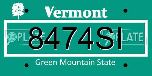 8474SI Vermont License Plate