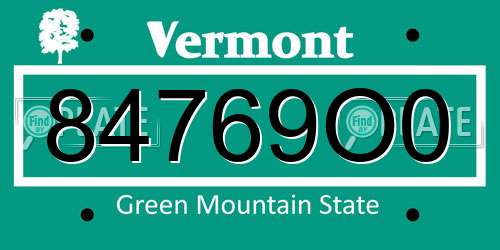84769O0 Vermont License Plate