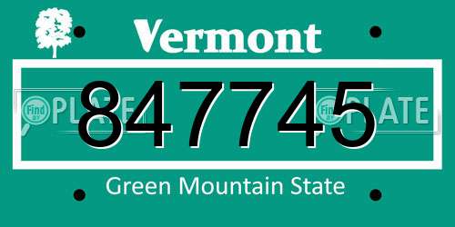 847745 Vermont License Plate