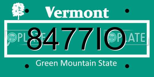 8477IO Vermont License Plate