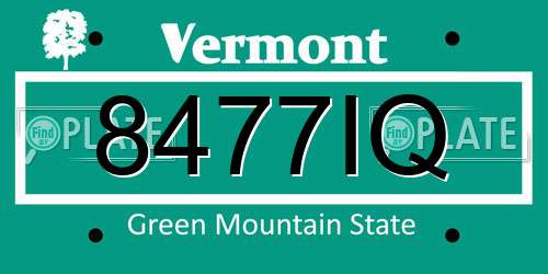 8477IQ Vermont License Plate