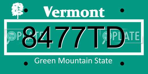 8477TD Vermont License Plate