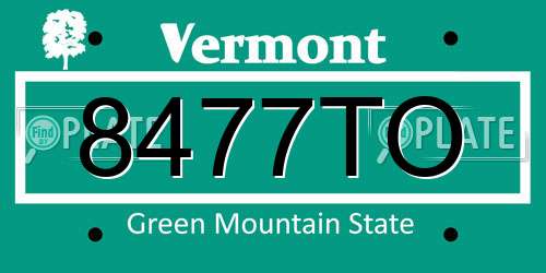 8477TO Vermont License Plate
