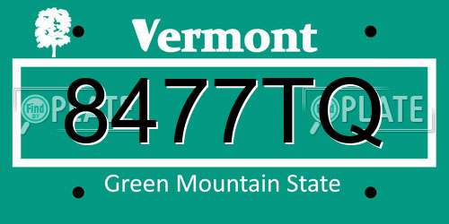 8477TQ Vermont License Plate