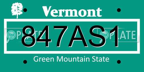 847AS1 Vermont License Plate